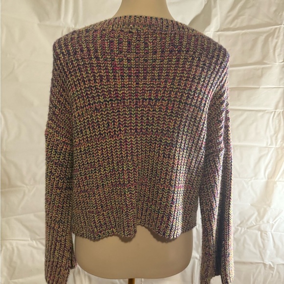 Soho Pink and Purple Crew Neck Sweater Ribbed Knit Relaxed Fit - Picture 6 of 8